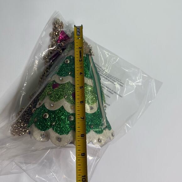 Betsey Johnson Kitsch Christmas Tree Crossbody Purse Handbag Green RARE Spruce - Picture 11 of 16
